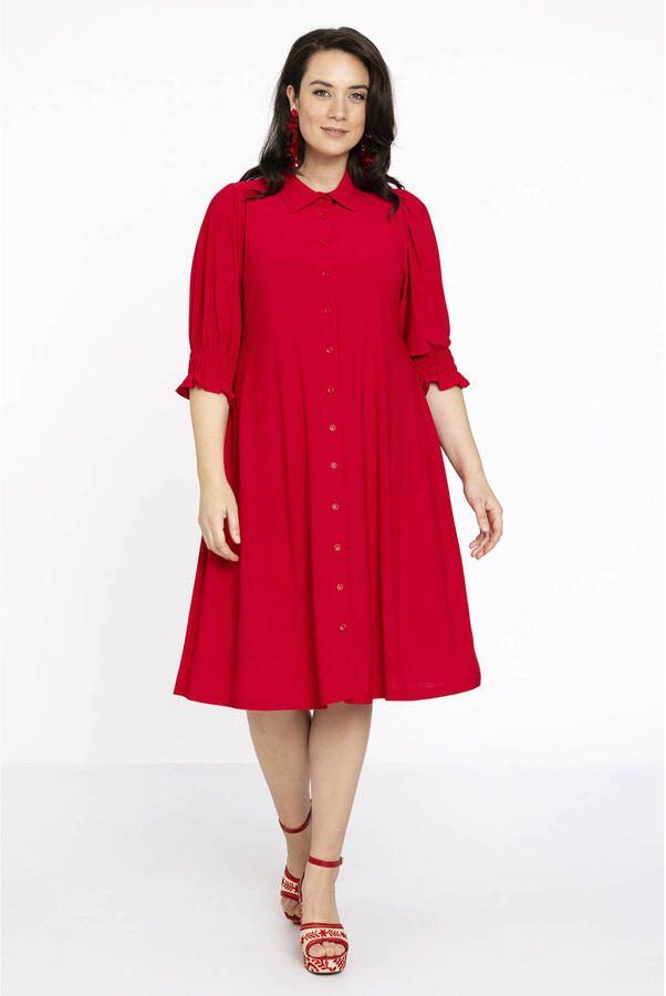 YOEK blousejurk DOLCE van travelstof rood - Foto 2