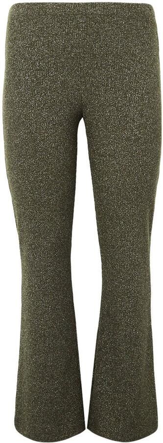 YOEK bootcut regular waist broek donkergroen rib gebreid