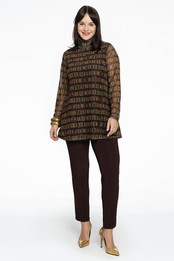 YOEK cropped slim fit tregging DOLCE van travelstof bruin - Foto 3