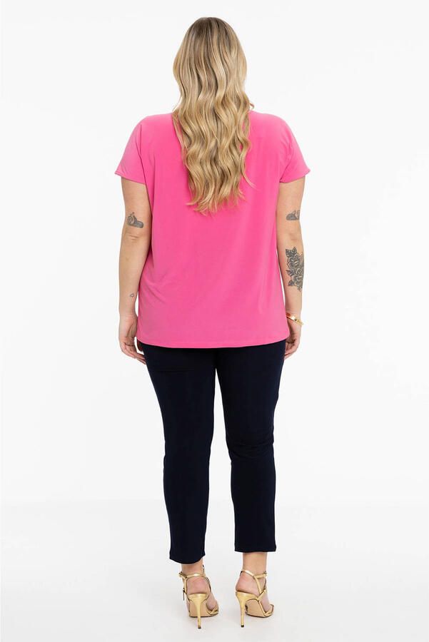 YOEK cropped slim fit tregging DOLCE van travelstof donkerblauw