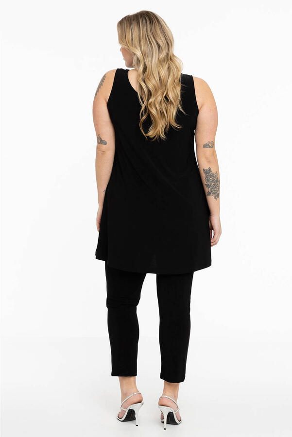 YOEK cropped slim fit tregging DOLCE van travelstof zwart