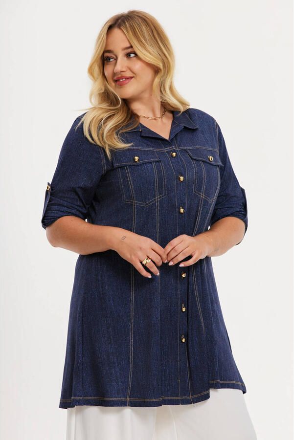 YOEK denim blouse dark blue denim