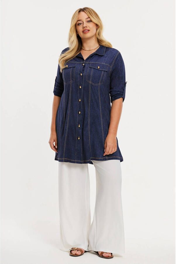 YOEK denim blouse dark blue denim - Foto 3