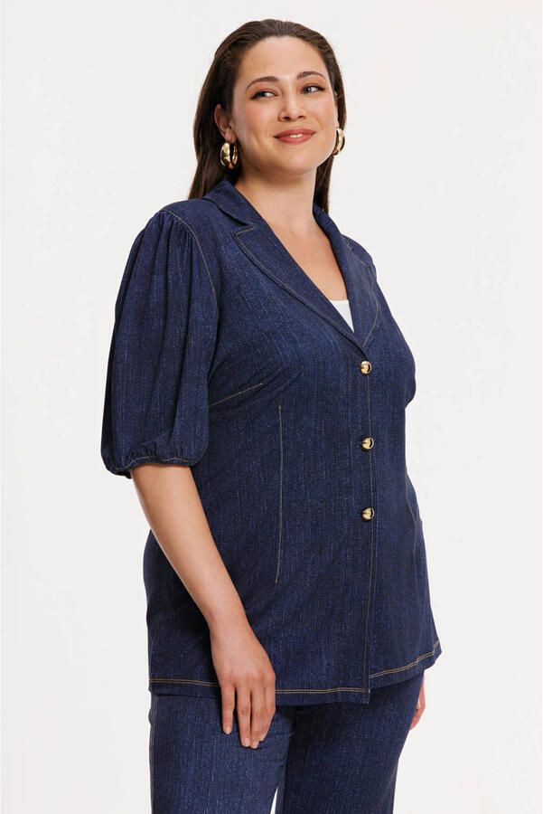 YOEK denim regular blazer dark blue denim