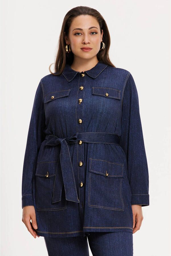 YOEK denim spijkerjas dark blue denim