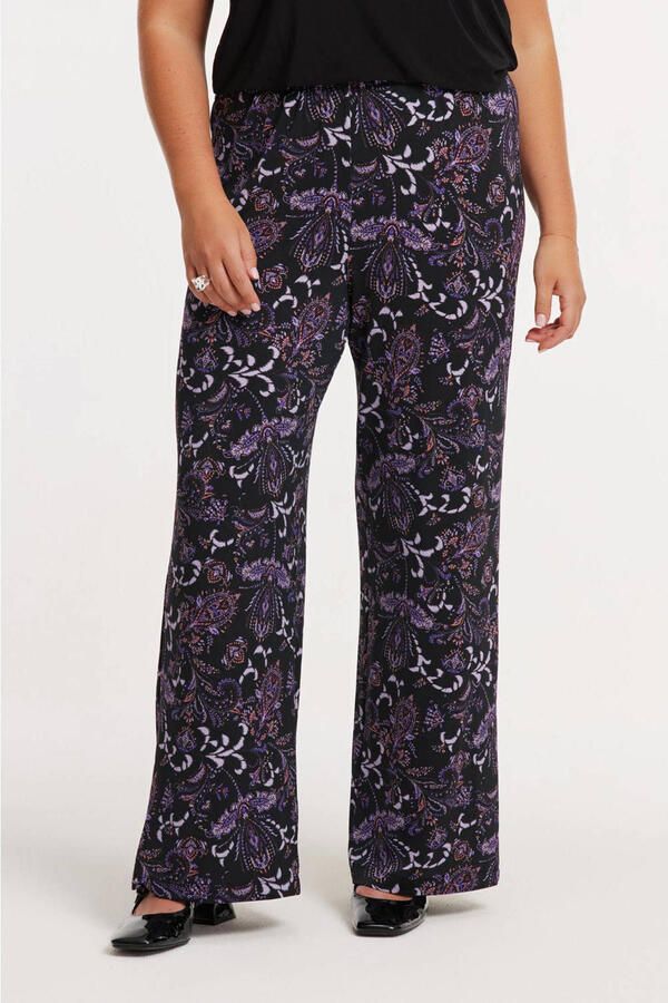 YOEK denim wide leg high waist broek paars