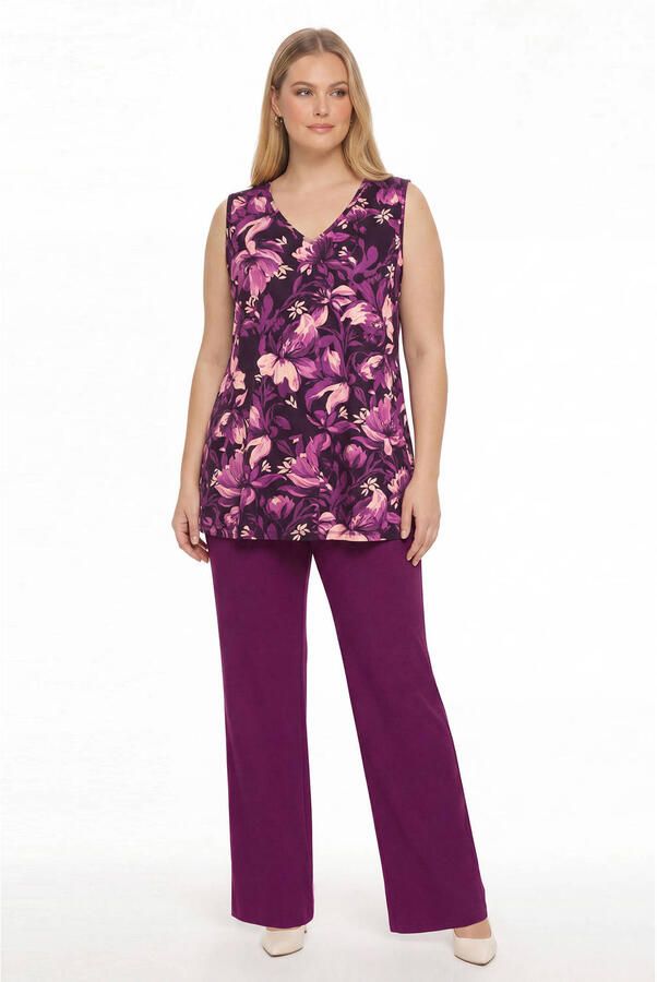 YOEK gebloemd singlet Plus Size paars - Foto 2