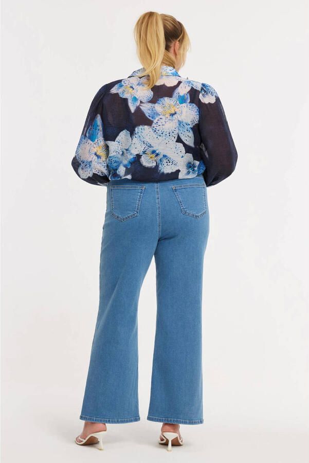 YOEK gebloemde blouse blauw - Foto 3