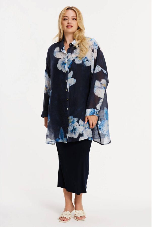YOEK gebloemde blouse blauw - Foto 2