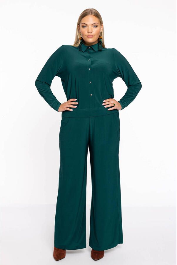YOEK gebloemde blouse petrol - Foto 2