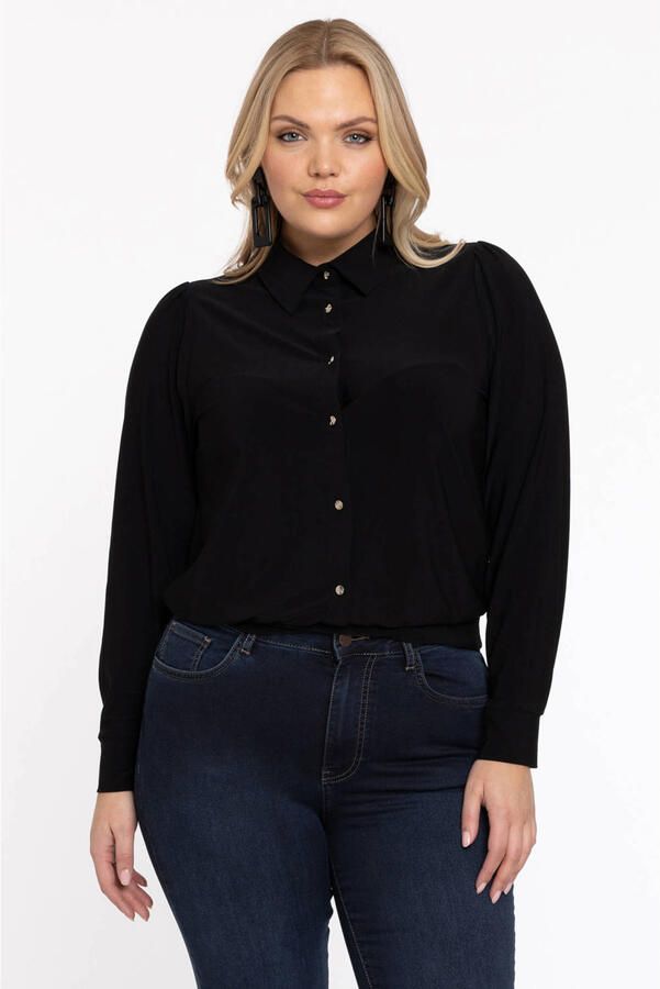 YOEK gebloemde blouse zwart
