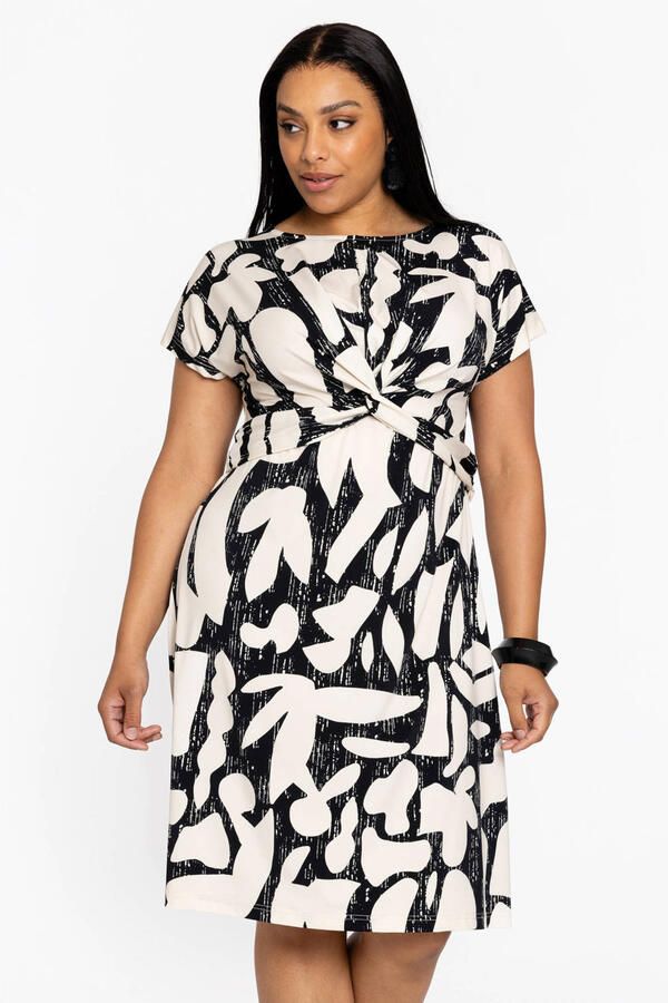 YOEK gebloemde jurk Plus Size ecru
