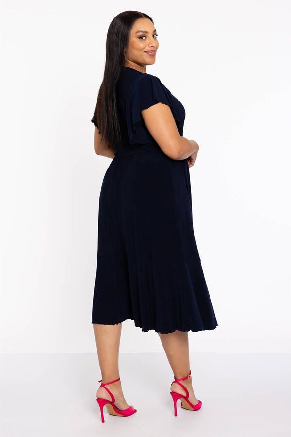 YOEK gebloemde midi jurk donkerblauw - Foto 2