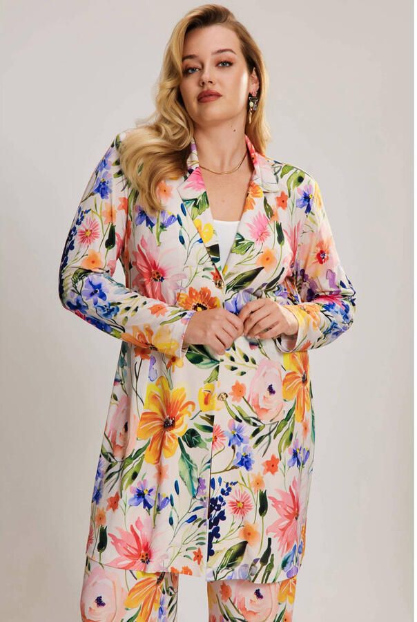 YOEK gebloemde regular blazer multi