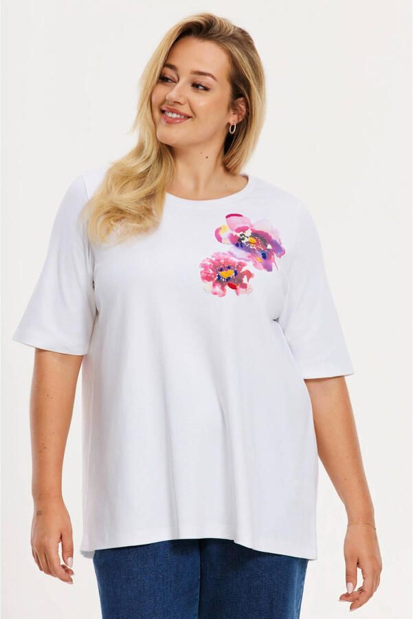 YOEK gebloemde T-shirt wit
