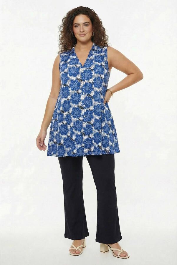YOEK gebloemde top blauw - Foto 2