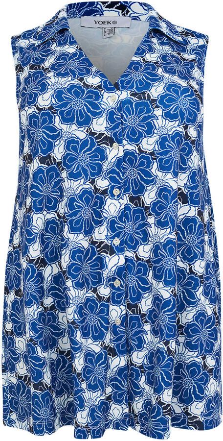 YOEK gebloemde top blauw - Foto 3