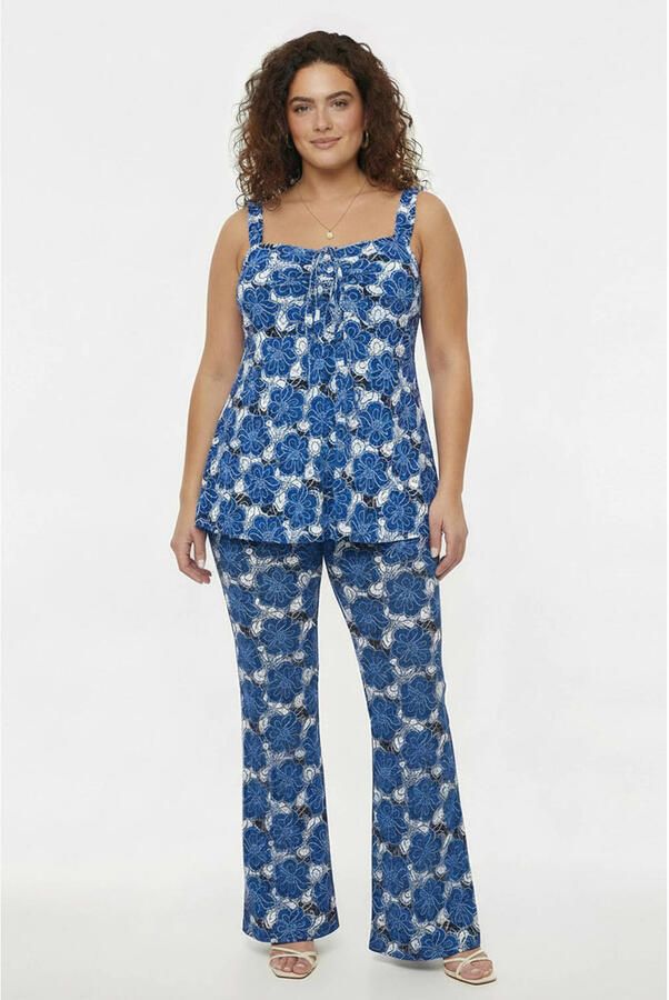 YOEK gebloemde top blauw - Foto 3