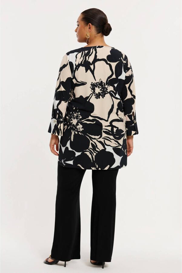 YOEK gebloemde tuniek beige - Foto 3