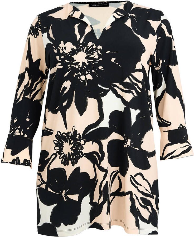 YOEK gebloemde tuniek beige - Foto 2