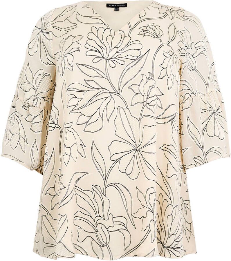 YOEK gebloemde tuniek beige - Foto 2