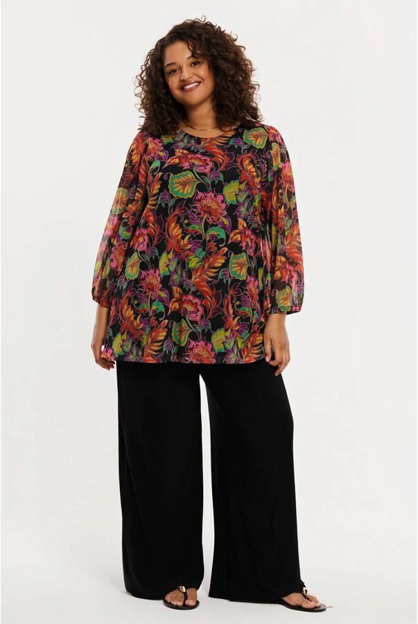 YOEK gebloemde tuniek multi