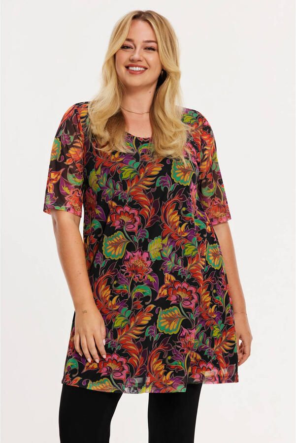 YOEK gebloemde tuniek multi