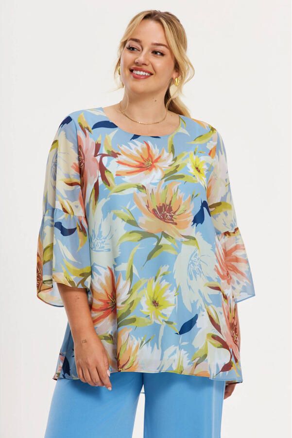 YOEK gebloemde tuniek multi