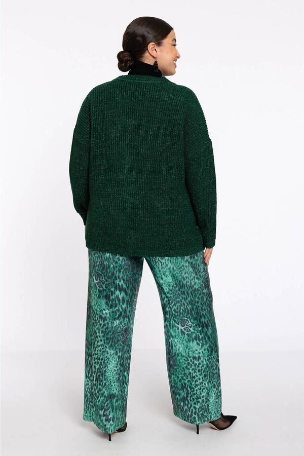 YOEK gebreid vest donkergroen met lurex - Foto 2