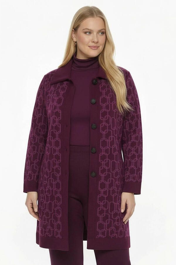 YOEK gebreide vest Plus Size met print paars