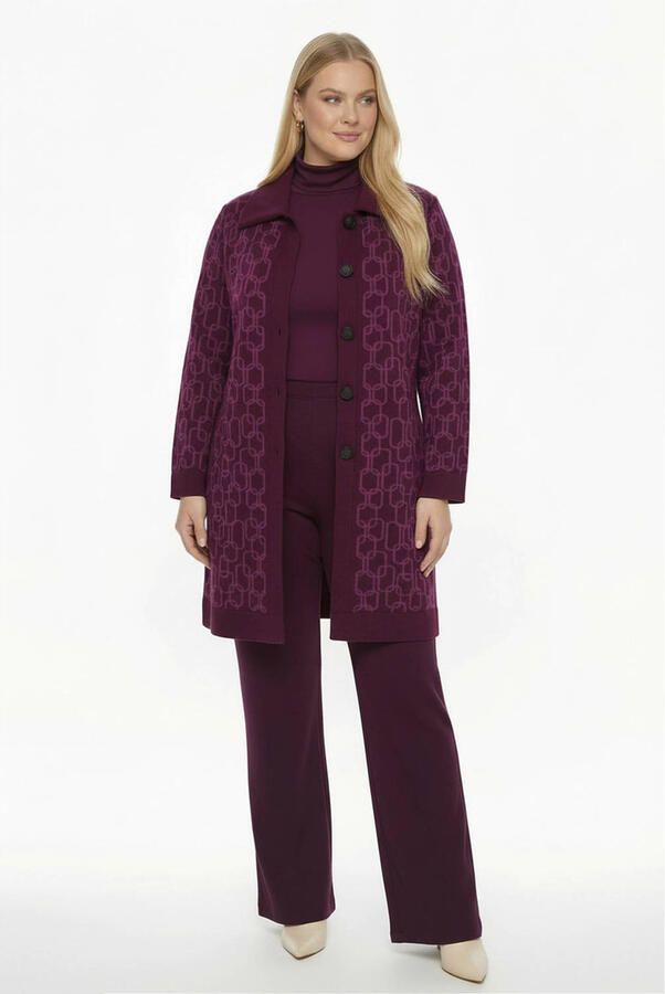 YOEK gebreide vest Plus Size met print paars - Foto 2