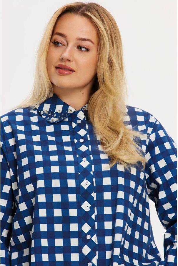 YOEK geruit blouse blauw - Foto 2