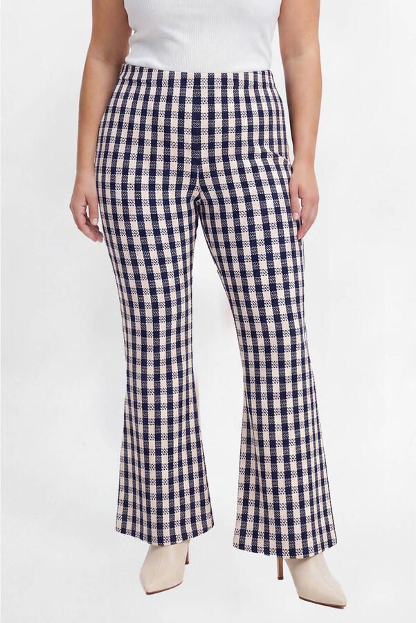 YOEK geruite flared broek Plus Size blauw