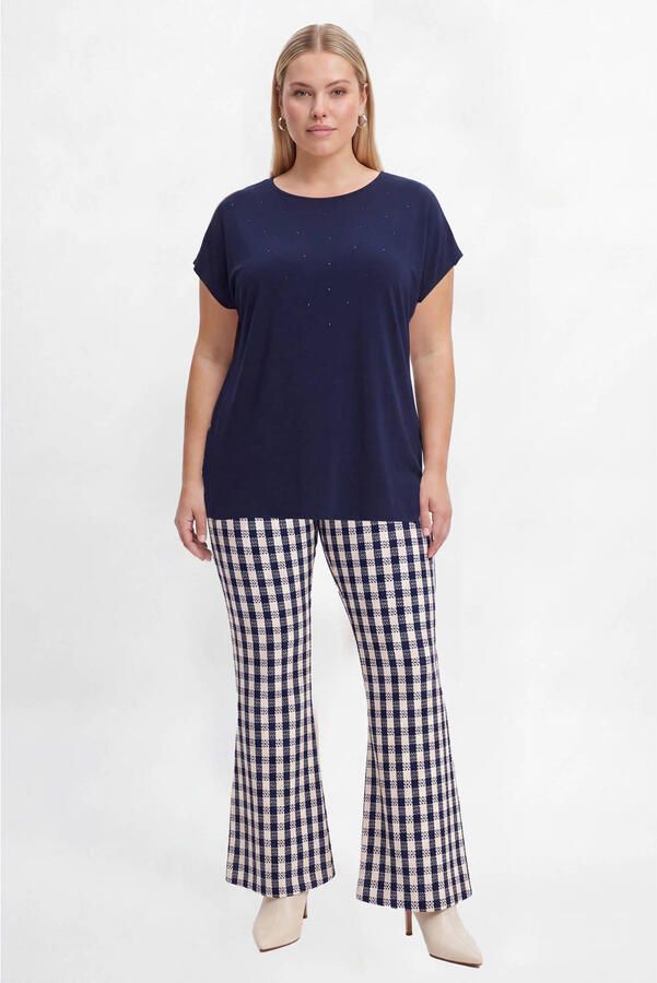 YOEK geruite flared broek Plus Size blauw - Foto 2