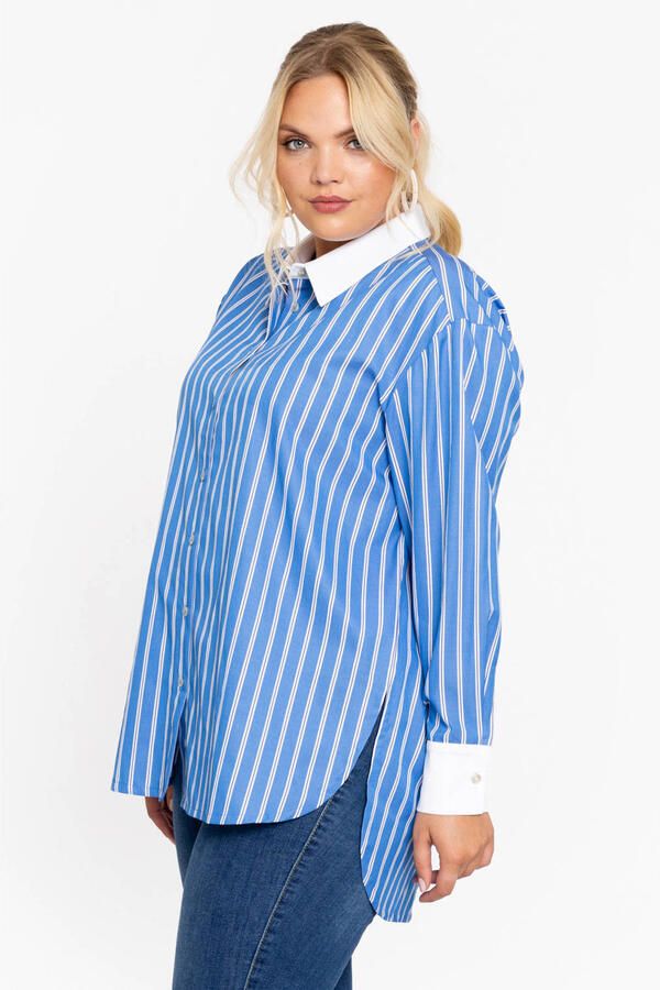 YOEK gestreepte blouse blauw - Foto 2