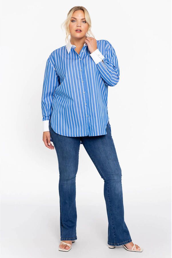 YOEK gestreepte blouse blauw