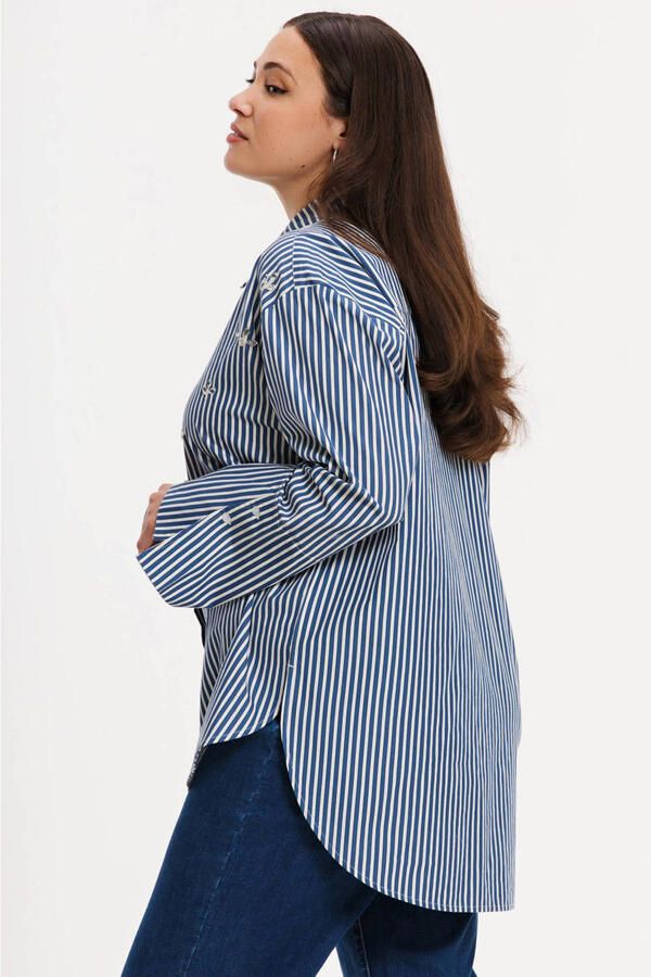 YOEK gestreepte blouse blauw - Foto 2