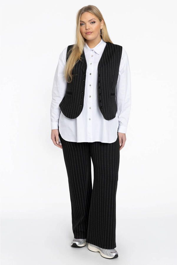 YOEK gestreepte loose fit broek zwart