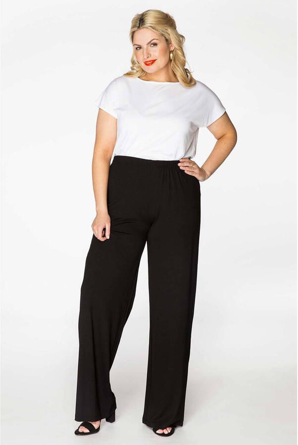 YOEK high waist bootcut fit broek van travelstof DOLCE zwart