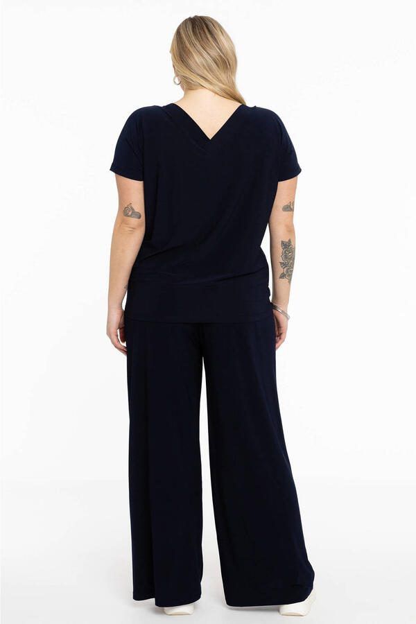 YOEK high waist wide leg broek DOLCE van travelstof blauw - Foto 2