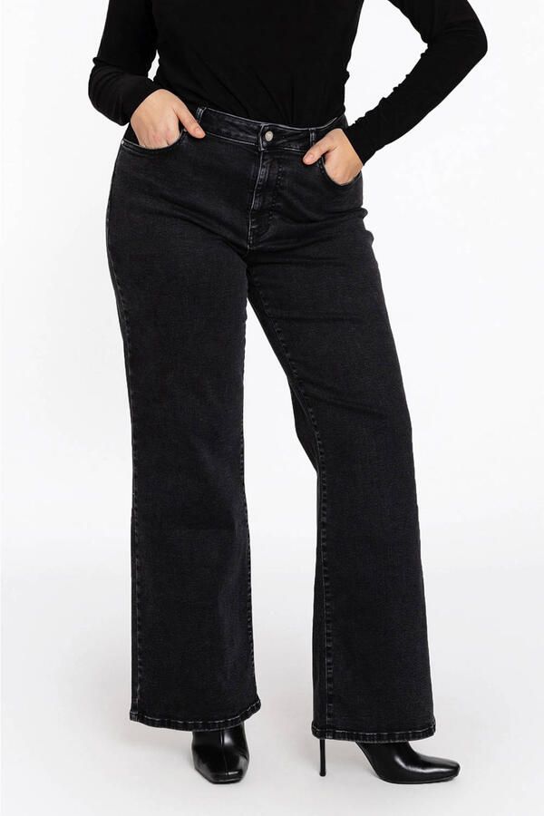 YOEK high waist wide leg jeans black denim