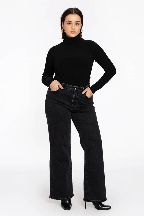 YOEK high waist wide leg jeans black denim - Foto 3