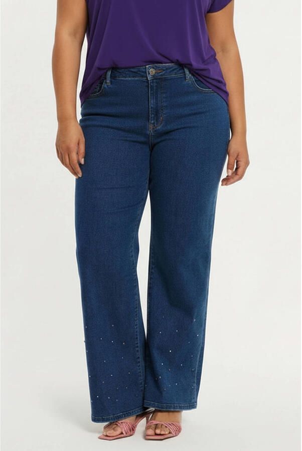 YOEK high waist wide leg jeans medium blue denim - Foto 3