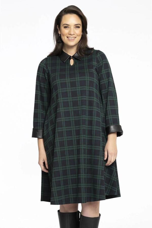 YOEK geruite jurk Plus Size zwart