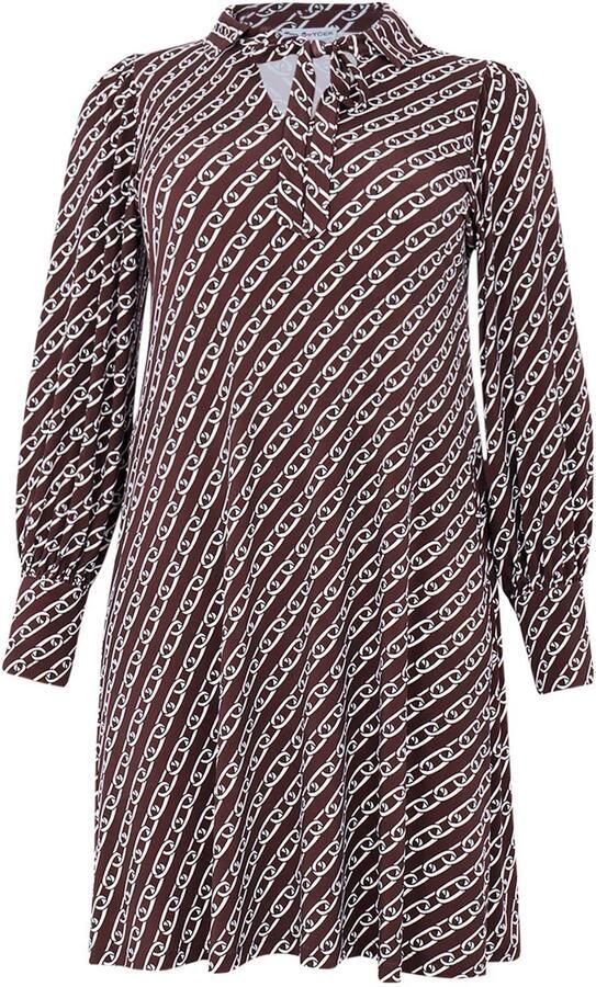 YOEK jurk Plus Size met print bruin