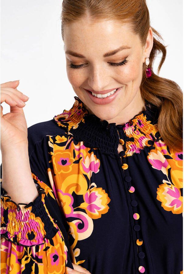 YOEK gebloemde jurk Plus Size blauw - Foto 2
