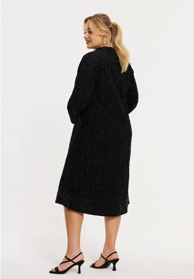 YOEK jacquard midi jurk Plus Size zwart - Foto 3