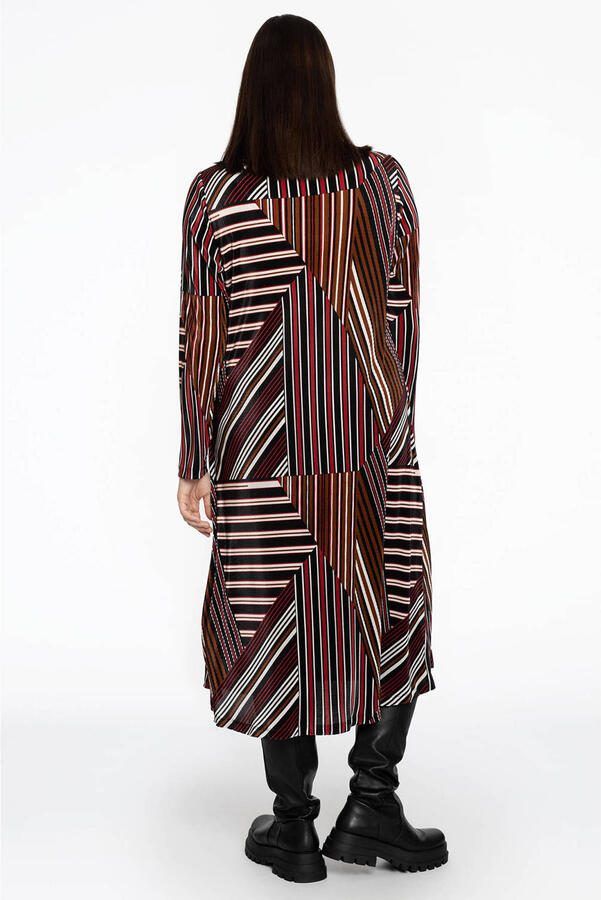 YOEK jurk met all over print donkerrood zwart - Foto 2