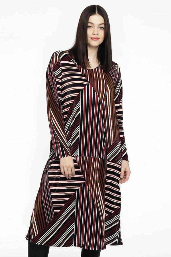 YOEK jurk met all over print donkerrood zwart - Foto 3