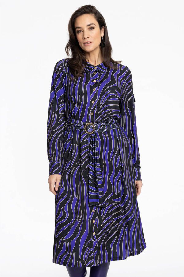 YOEK jurk met all over print en ceintuur